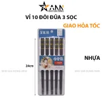 Set 10 Đôi Đũa 3 Sọc Chống Trơn Trượt 24cm