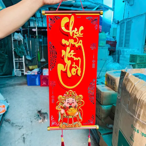 Set 2 Dây Treo Chúc Tết Mẫu Chữ Nhật Thần Tài( Nhiêu mẫu) - Giá 2 Cái Liễn Nhung