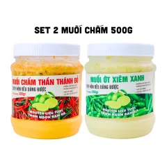 Set 2 Hộp Muối Chấm Thơm Ngon 500g - Muối Chấm Thần Thánh Đỏ & Muối Ớt Xiêm Xanh