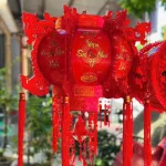 Set 2 Lồng Đèn Điện Phản Quang Hội An Việt Trang Trí Tết 50cm