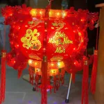 Set 2 Lồng Đèn Điện Phản Quang Hội An Việt Trang Trí Tết 50cm