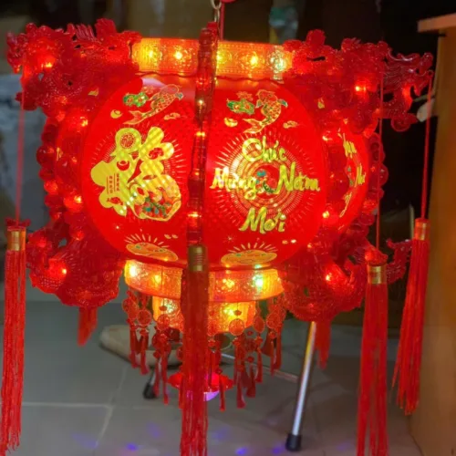 Set 2 Lồng Đèn Điện Phản Quang Hội An Việt Trang Trí Tết 50cm