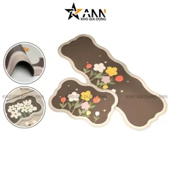 Set 2 Thảm Gợn Sóng - Bộ Thảm Lót Bếp Phòng Ngủ Nhà Tắm Cao Cấp 40×60cm & 40×120cm