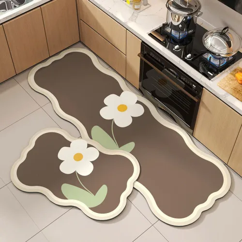 Set 2 Thảm Gợn Sóng - Bộ Thảm Lót Bếp Phòng Ngủ Nhà Tắm Cao Cấp 40×60cm & 40×120cm