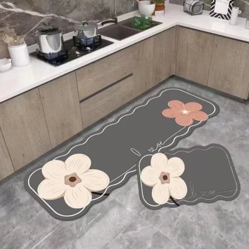 Set 2 Thảm Gợn Sóng - Bộ Thảm Lót Bếp Phòng Ngủ Nhà Tắm Cao Cấp 40×60cm & 40×120cm