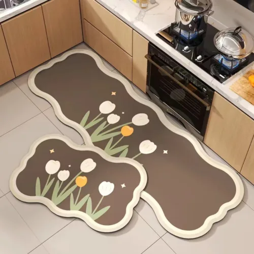 Set 2 Thảm Gợn Sóng - Bộ Thảm Lót Bếp Phòng Ngủ Nhà Tắm Cao Cấp 40×60cm & 40×120cm