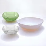 Set 3 Đĩa Nhựa Vuông 3 Màu Lòng Sâu