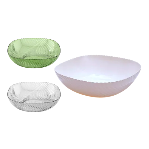 Set 3 Đĩa Nhựa Vuông 3 Màu Lòng Sâu