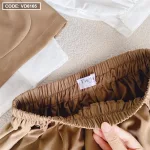 Sét 3 món áo trắng xếp li ngực phối ghi lê nâu túi + chân váy midi