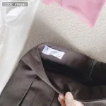 Sét 3 món sơ mi trắng phối ghi lê hồng + chân váy xếp ly