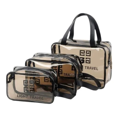 Set 3 Túi Đựng Đồ Dùng Cá Nhân - Túi Đựng Mỹ Phẩm Trang Điểm - Nhựa Trong Suốt Chống Thấm
