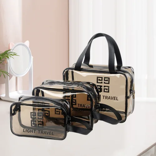Set 3 Túi Đựng Đồ Dùng Cá Nhân - Túi Đựng Mỹ Phẩm Trang Điểm - Nhựa Trong Suốt Chống Thấm