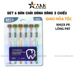 Set 6 Bàn Chải Đánh Răng 3 Mặt Vệ Sinh Răng Miệng 18.5cm