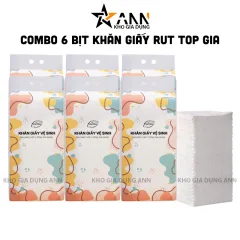 Set 6 Túi Khăn Giấy Rút Treo Tường 4 Lớp Top Gia 1 Túi 1280 Tờ Đa Năng 34x8x16cm