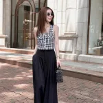 Sét áo bố cổ vuông + quần suông xếp ly