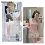 Sét áo bố đính nơ hoa + chân váy tầng