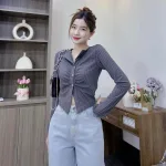 Sét áo cổ bẻ + quần suông jean