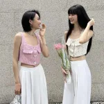 Sét áo crop đính hạt bilng bilng + quần suông