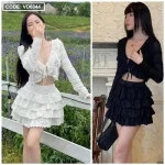 Sét áo crop ren cột + chân váy ren tầng baby