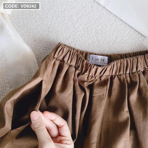 Sét áo doll nude viền ren  + short nâu