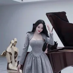 Sét áo khoác + đầm 2 dây maxi dài