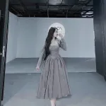 Sét áo khoác + đầm 2 dây maxi dài