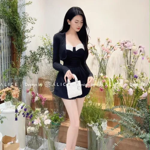 Sét áo khoác + jumsut ống phối ngực