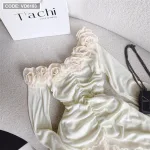 Sét áo lệch vai kết hoa nhún rút thân + chân váy