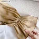 Sét áo nâu viền bèo ngực + short trắng