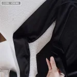 Sét áo nhung đen khoét ngực tay dài + chân váy xoè