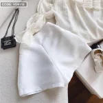 Sét áo nude bèo 1 bên tay + short trắng