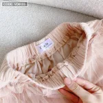 Sét áo nude len trễ vai bèo thắt nơ + chân váy midi ren tầng