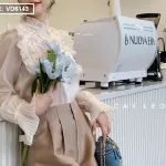 Sét áo nude phối ren hoa + short