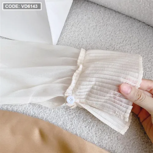 Sét áo nude phối ren hoa + short