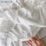 Sét áo trắng 2 dây bản to phối nút + chân váy tầng nhiều