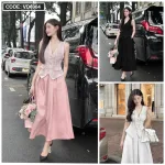 Sét áo vest bố + chân váy maxi dài