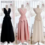 Sét áo vest bố + chân váy maxi dài