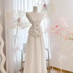 Sét áo vest bố + chân váy maxi dài