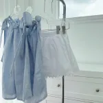 Sét áo xanh 2 dây cột vai + short trắng