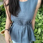 Sét áo xanh xếp ly ngực + short