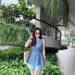 Sét áo xanh xếp ly ngực + short