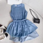 Sét áo xanh xếp ly ngực + short