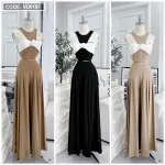 Sét áo xoắn ngực hoa + quần suông xếp ly maxi dài