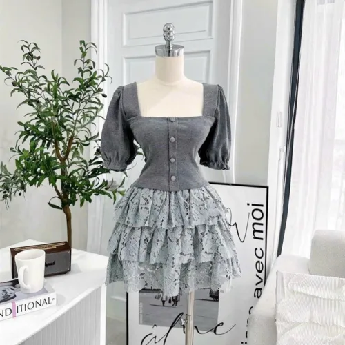 Sét baby áo + chân váy ren xếp ly tầng