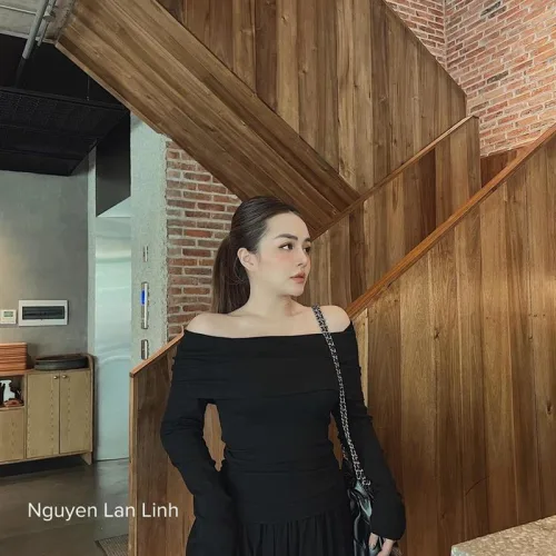 Sét bẹt vai nude đen