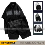Set Bộ Nam Áo Thun Cổ Bẻ Phối Họa Tiết Trước Ngực + Quần Short Thun Bền Đẹp Big Size
