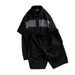 Set Bộ Nam Áo Thun Cổ Bẻ Phối Họa Tiết Trước Ngực + Quần Short Thun Bền Đẹp Big Size