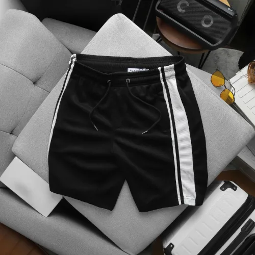 Set Bộ Nam Áo Thun Cổ Tròn Phối Sọc Vai Áo Và Thêu Chữ Pack Trước Ngực + Quần Short Thun Nam Phối Sọc Hai Bên Quần Có Big Size