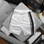 Set Bộ Nam Áo Thun Cổ Tròn Phối Sọc Vai Áo Và Thêu Chữ Pack Trước Ngực + Quần Short Thun Nam Phối Sọc Hai Bên Quần Có Big Size