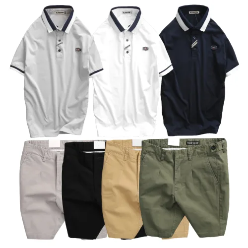 Set Bộ Nam - Áo Thun Nam Polo Cổ Bẻ Tay Ngắn Viển Bo - Quần Short Kaki Co Giãn Phối Nút Cao Cấp (Có Size 36)